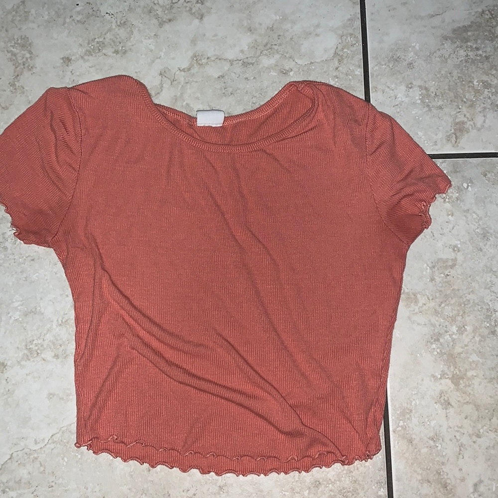 Medium coral pink crop top